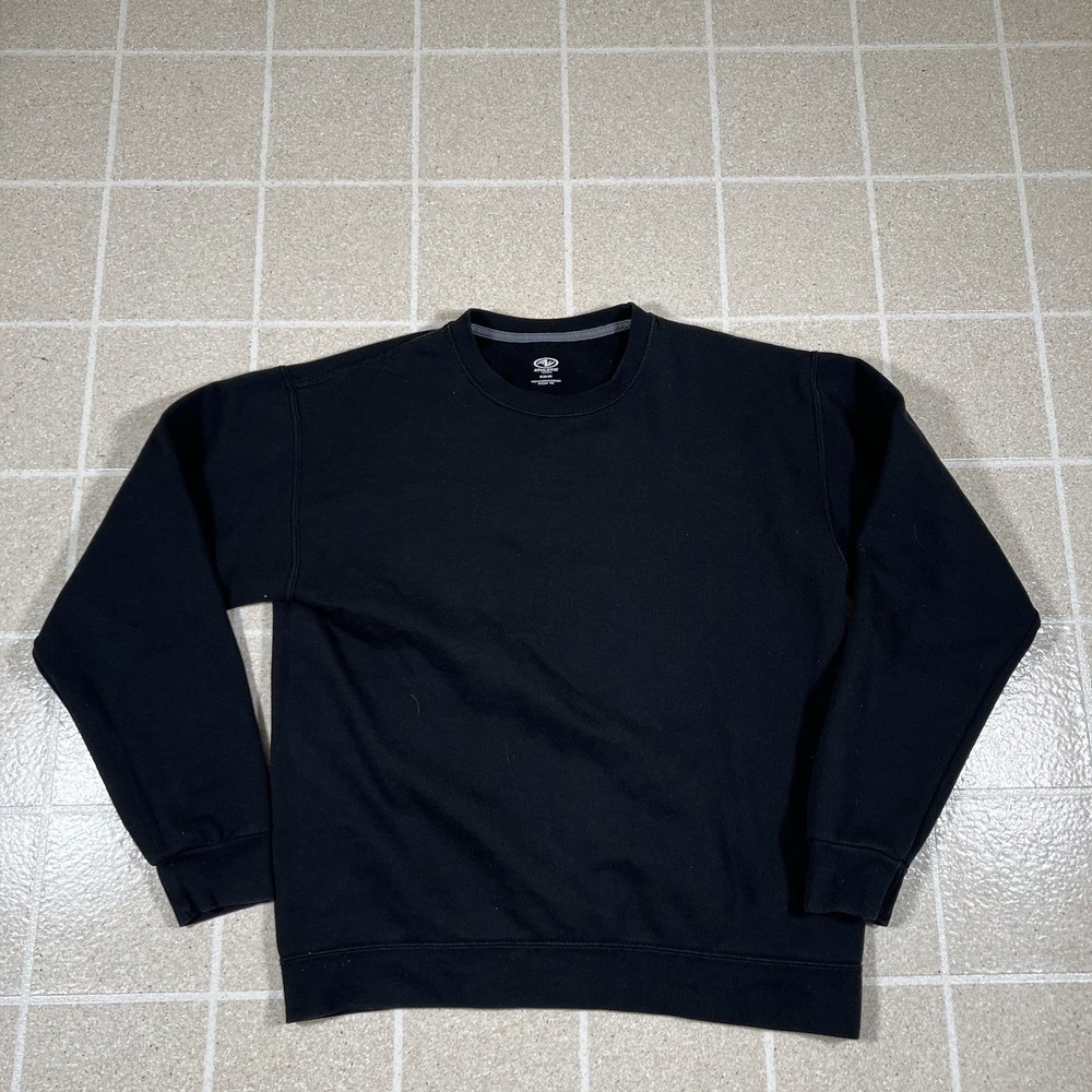 Mens Athletic Works Black Crewneck Sweatshirt Pullover Size Medium
